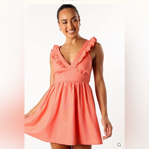 Coral Ruffled Dress by Petal and Pup - Picture 2 of 6